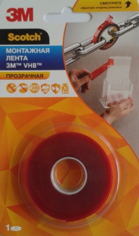 Прозрачный скотч VHB 3M Scotch 50-F 6 мм х 2 м х 0,5 мм купить в Минске - двухсторонняя акриловая прозрачная лента 3М